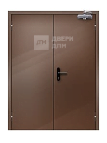 Коричневая противопожарная дверь 1-го типа двупольная глухая ДП-649